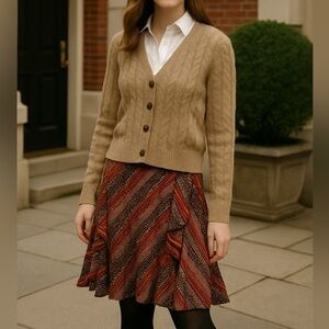 Lauren Ralph Lauren Chiffon Ruffle Skirt Size Large Party Event Special Occasion